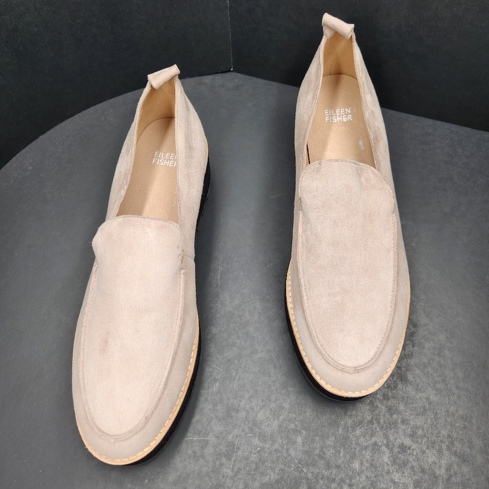 Eileen Fisher loafers 11 light grey suede Ells wedges platform comfort new $225